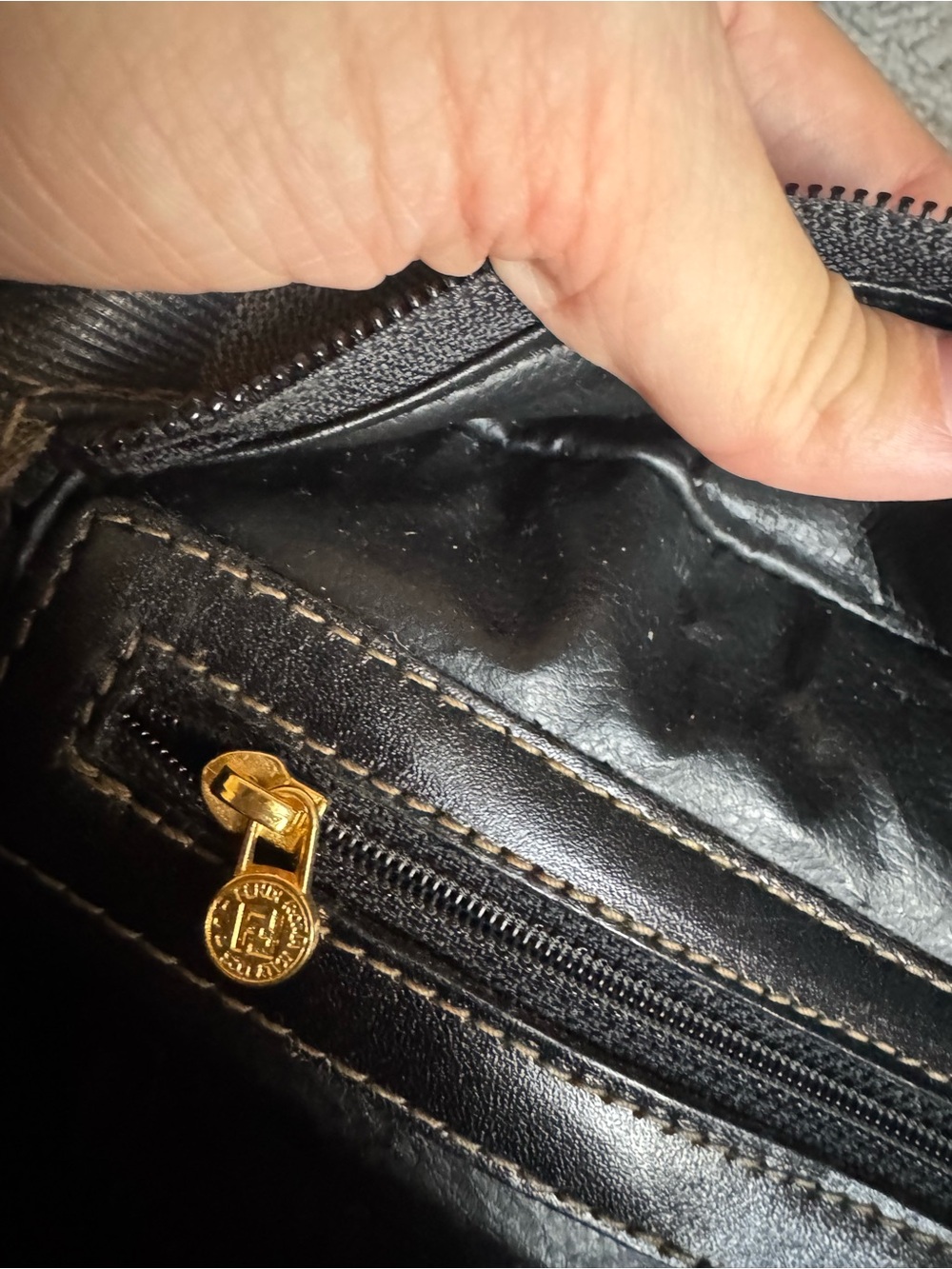 Fendi Pequin Black and Brown Striped Top-Handle Shoulder Bag - Picture 9 of 13